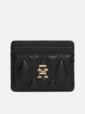 porta carte di credito con monogramma black da donne tommy hilfiger