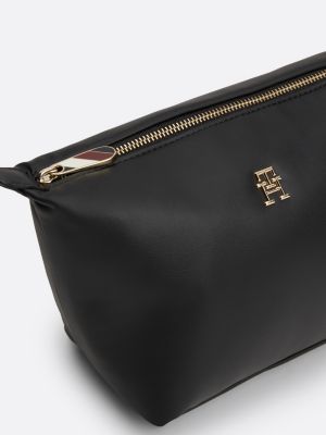 black th monogram zipped washbag for women tommy hilfiger