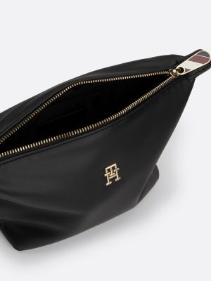 black th monogram zipped washbag for women tommy hilfiger