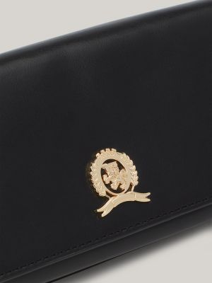 zwart leren clutch met ketting voor dames - tommy hilfiger