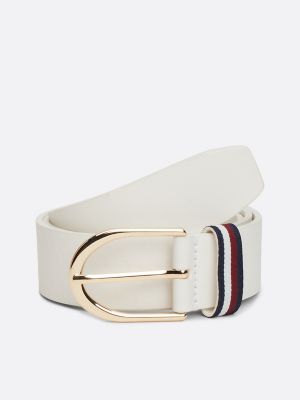 cintura corporate in pelle con fibbia curva white da donne tommy hilfiger