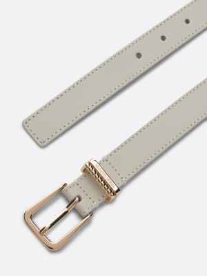 white leather rounded buckle double keeper belt for women tommy hilfiger