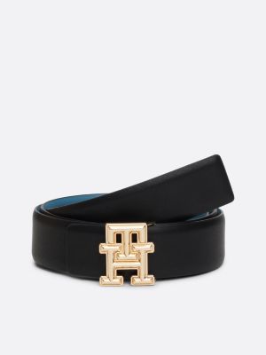 black hilfiger logo reversible leather belt for women tommy hilfiger