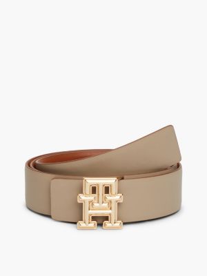 cintura reversibile in pelle con logo brown da donne tommy hilfiger
