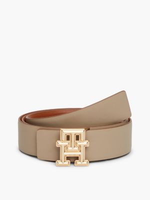 brown hilfiger logo reversible leather belt for women tommy hilfiger