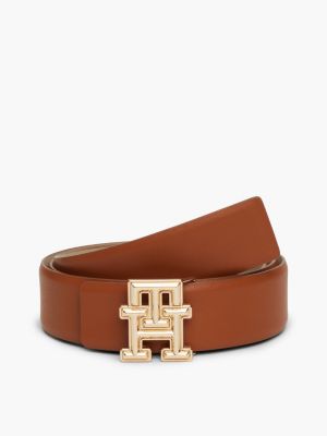 brown hilfiger logo reversible leather belt for women tommy hilfiger