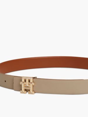 brown hilfiger logo reversible leather belt for women tommy hilfiger