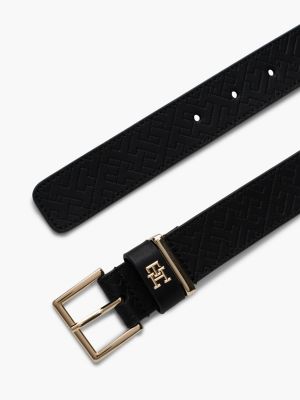 cintura heritage in pelle con fibbia quadrata nero da donne tommy hilfiger