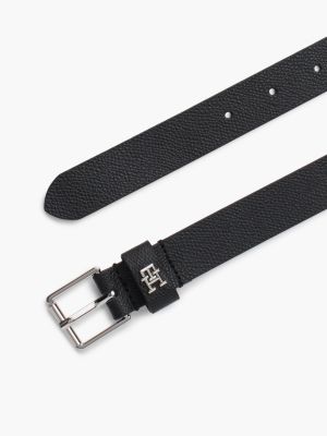 cintura heritage in pelle con fibbia a rullo black da donne tommy hilfiger