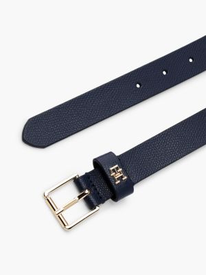 blue heritage roller buckle leather belt for women tommy hilfiger