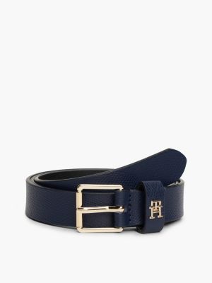 cintura heritage in pelle con fibbia a rullo blue da donne tommy hilfiger