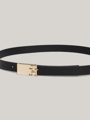 black heritage high waist leather belt for women tommy hilfiger