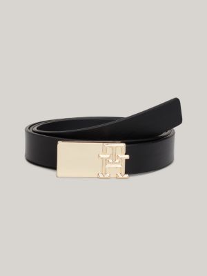 black heritage high waist leather belt for women tommy hilfiger