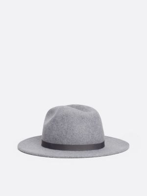 grey th monogram pure wool fedora for women tommy hilfiger