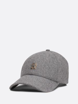 gorra de béisbol en lana con monograma th grey de mujeres tommy hilfiger