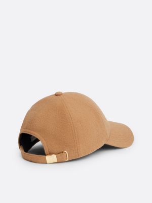 cappello da baseball th monogram con lana beige da donne tommy hilfiger