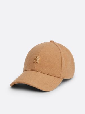 cappello da baseball th monogram con lana beige da donne tommy hilfiger