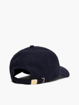 blau th monogram baseball-cap aus wollmix für damen - tommy hilfiger