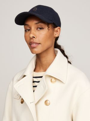 blau th monogram baseball-cap aus wollmix für damen - tommy hilfiger