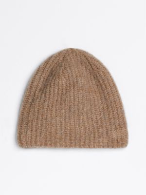 brown th monogram alpaca blend beanie for women tommy hilfiger