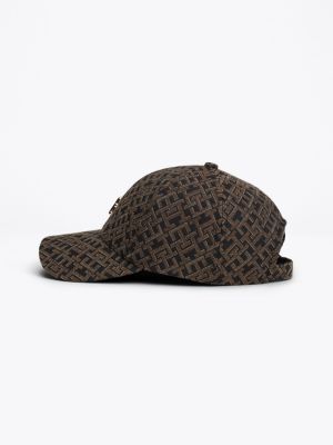 cappello da baseball th monogram in jacquard nero da donne tommy hilfiger