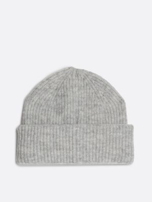 grey th monogram beanie with wool for women tommy hilfiger