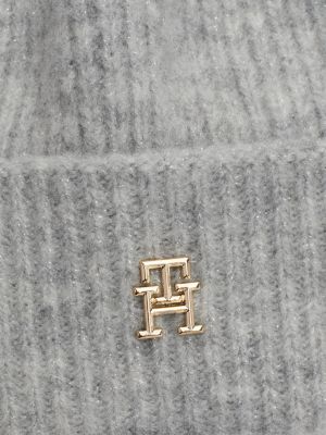 grau beanie mit th-monogramm und wollanteil für damen - tommy hilfiger