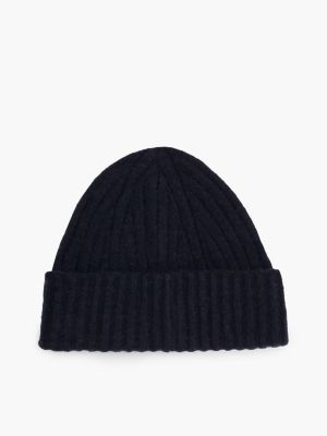 bonnet duveteux en laine mélangée bleu pour femmes tommy hilfiger