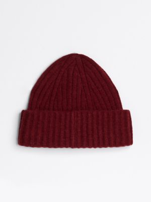 red fluffy wool blend beanie for women tommy hilfiger