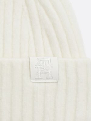 roze zachte wolmix beanie voor dames - tommy hilfiger