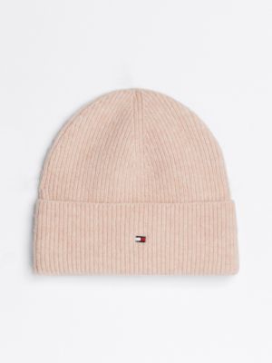 rosa essential flauschige beanie mit flag für damen - tommy hilfiger