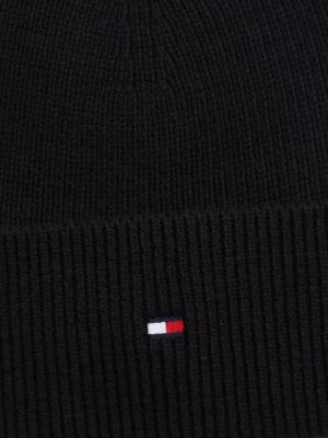 black essential flag beanie with cashmere for women tommy hilfiger