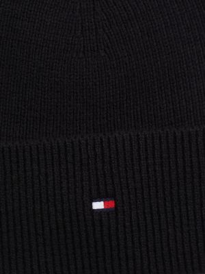 berretto essential con cashmere e bandierina nero da donne tommy hilfiger