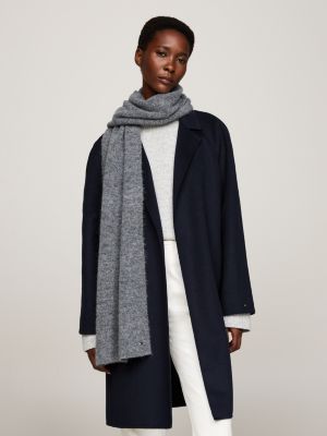 grey essential flag fuzzy scarf for women tommy hilfiger