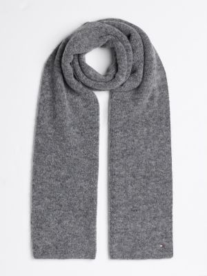 grey essential flag fuzzy scarf for women tommy hilfiger