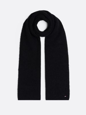 black essential flag fuzzy scarf for women tommy hilfiger