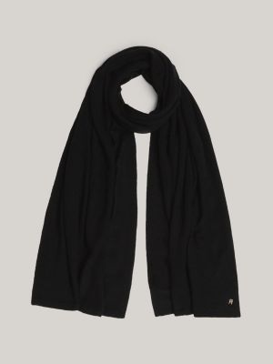 black th monogram scarf with cashmere for women tommy hilfiger