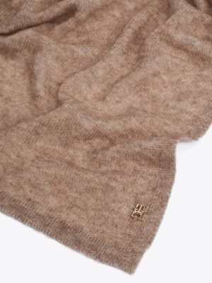 sciarpa con cashmere e monogramma th beige da donne tommy hilfiger