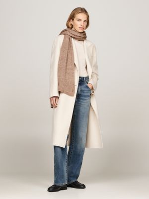 sciarpa con cashmere e monogramma th beige da donne tommy hilfiger