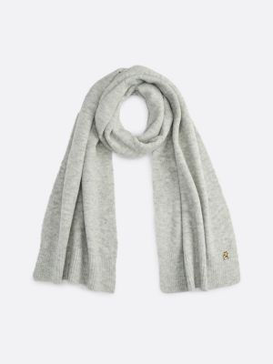 grey th monogram metallic scarf for women tommy hilfiger