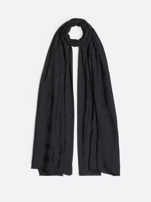 black th monogram jacquard scarf for women tommy hilfiger