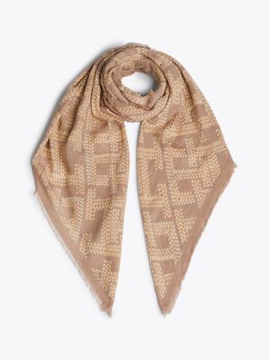 foulard th monogram beige da donne tommy hilfiger