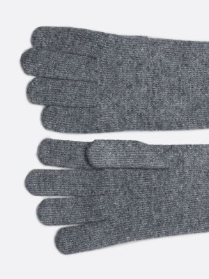 grey th monogram gloves with cashmere for women tommy hilfiger