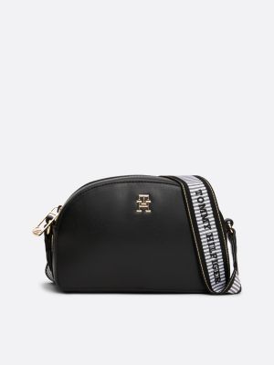 black crossover logo strap camera bag for women tommy hilfiger