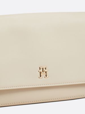 borsa con tracolla in tessuto beige da donne tommy hilfiger