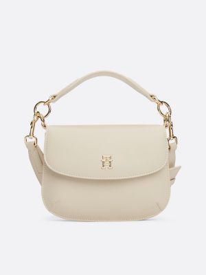 beige chic crossbodytas met push-locksluiting voor dames - tommy hilfiger