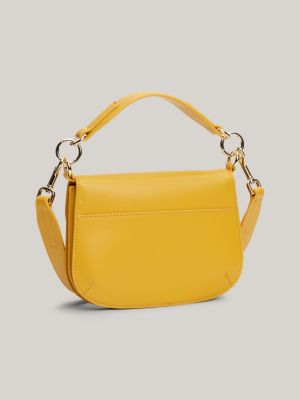 yellow chic push lock crossover bag for women tommy hilfiger