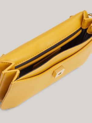 yellow chic push lock crossover bag for women tommy hilfiger