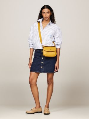 yellow chic push lock crossover bag for women tommy hilfiger