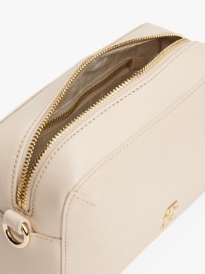 camera bag chic con tracolla beige da donne tommy hilfiger